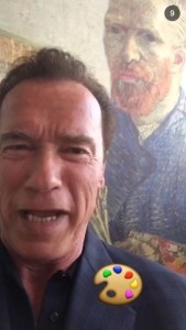 A snap from Arnold Schwarzenegger's Snapchat (arnoldschnitzel)