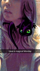 A snap from Sallia Goldstein's Snapchat (salliasnap)