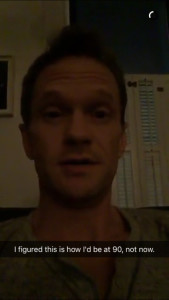 A snap from Neil Patrick Harris's Snapchat (storyofnph)
