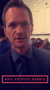 A snap from Neil Patrick Harris's Snapchat (storyofnph)