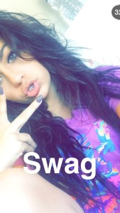 A snap from Andrea Russett's Snapchat (andwizzle)