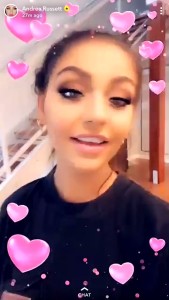 A snap from Andrea Russett's Snapchat (andwizzle)