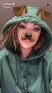 A snap from Andrea Russett's Snapchat (andwizzle)