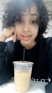 A snap from Liza Koshy's Snapchat (lizakoshysnaps)